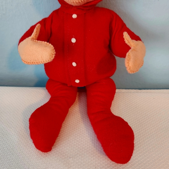 90s Annalee PJ Pajama Boy Doll Ohh Mouth Red Stripe Hat Christmas - Picture 4 of 8